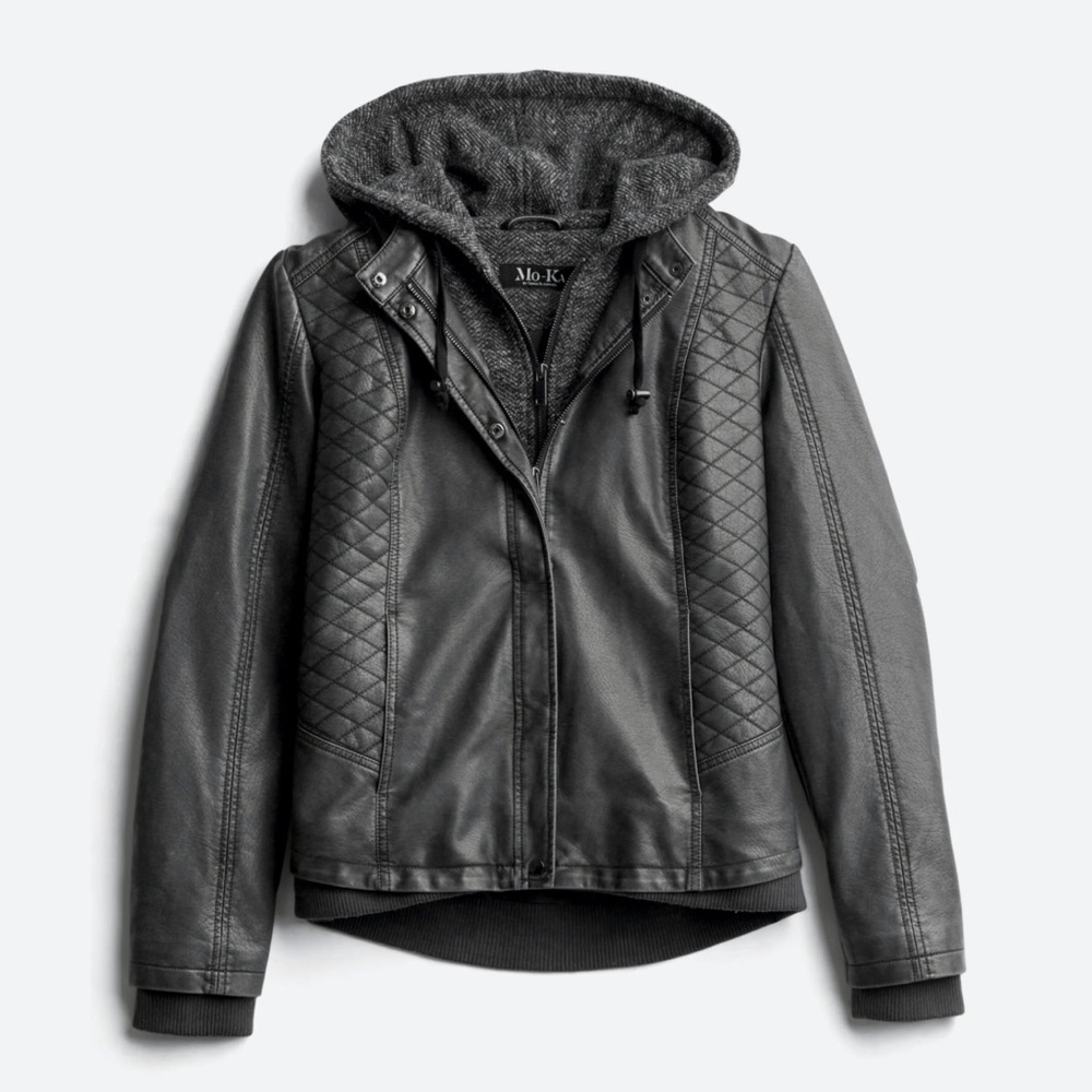 EUC MOKA Hoodie Faux Leather Jacket